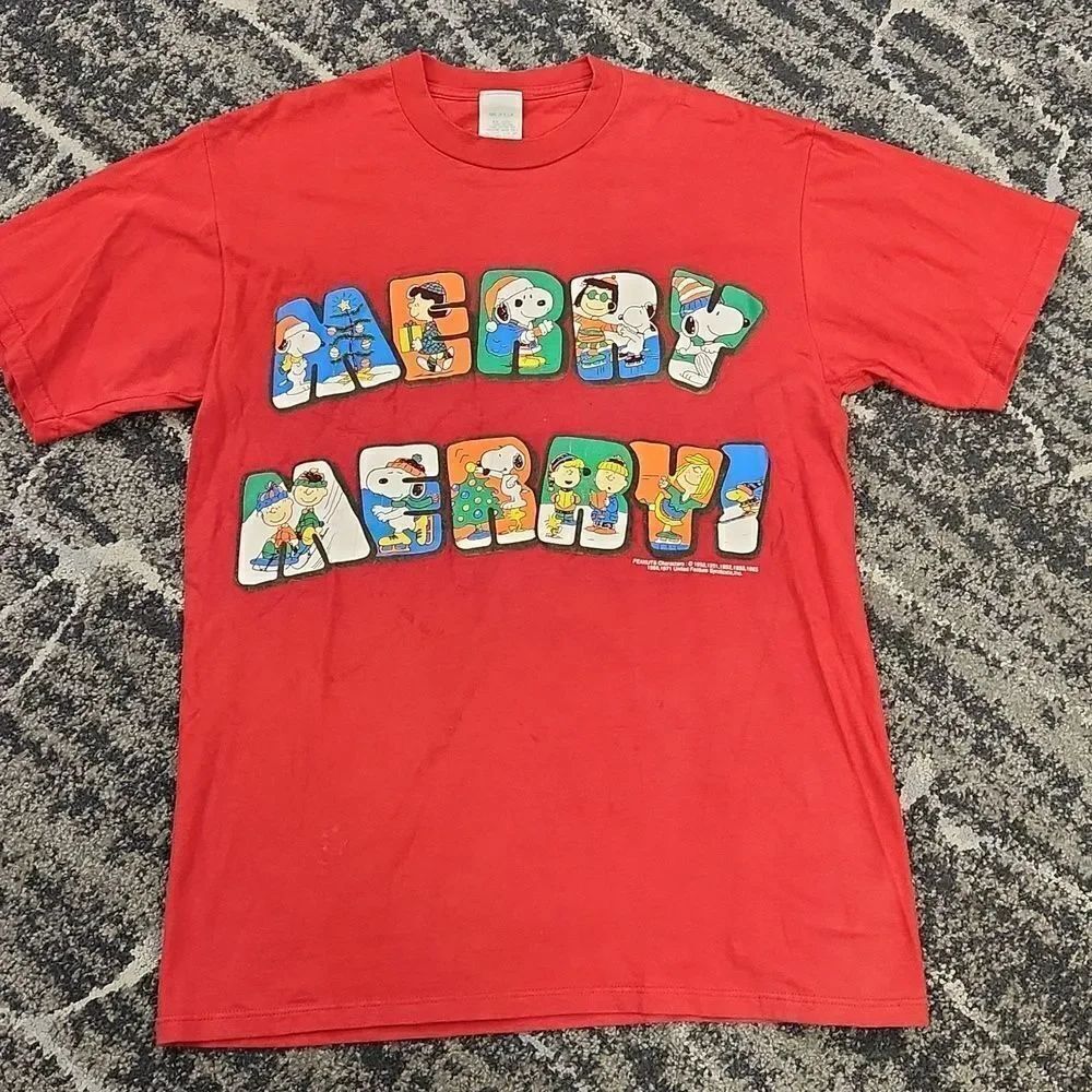 Peanuts Christmas T-shirt L Vintage 1971